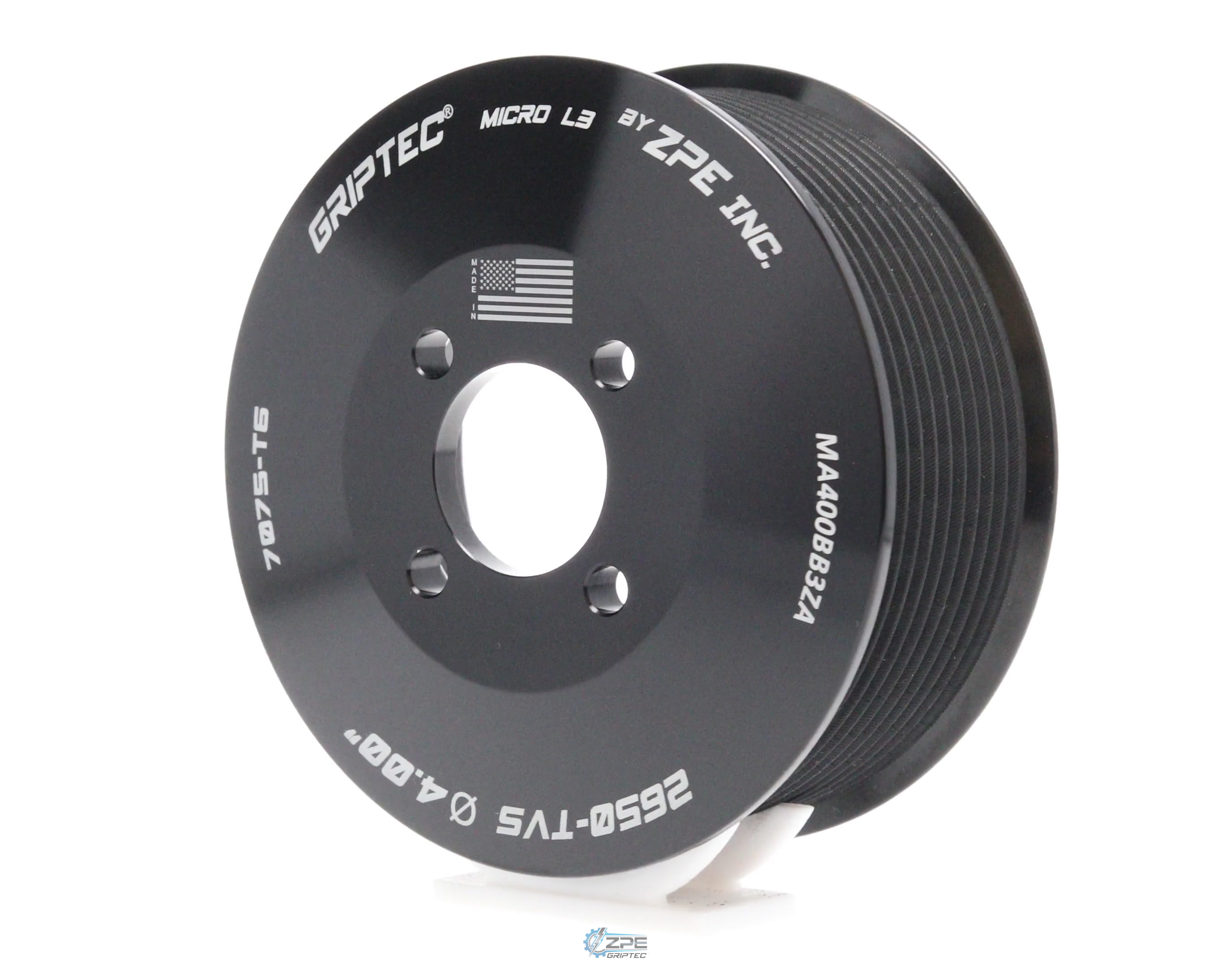 4.00" 10 Rib ZPE GripTec® 2pc Magnuson LSA/LT4 2650 TVS L3 Black Pulley Only